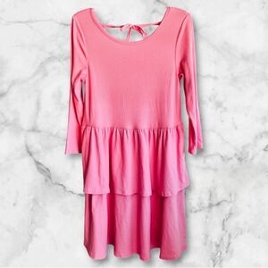 Epic Threads Girls Pink Ribbed Tiered Ruffle Long Sleeve Dress XL NWT